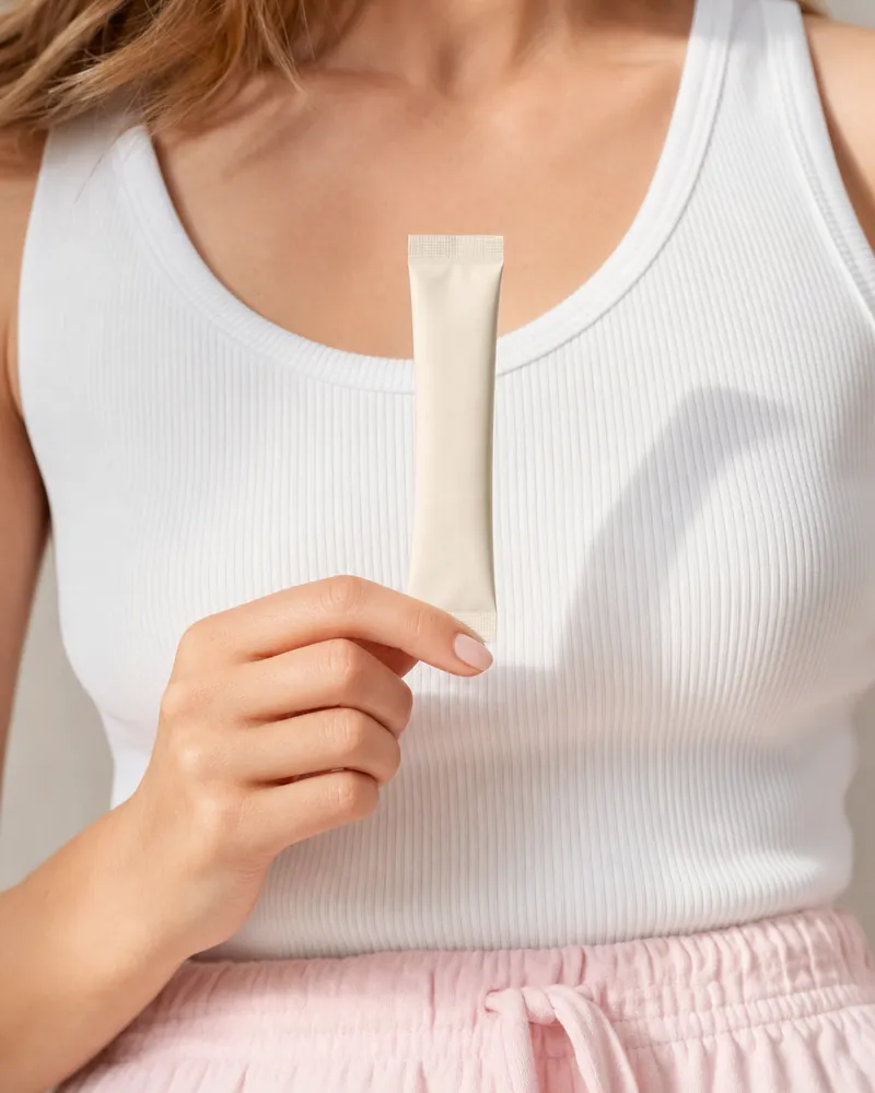 Eine Hand hält einen hellen Reviven Stick
